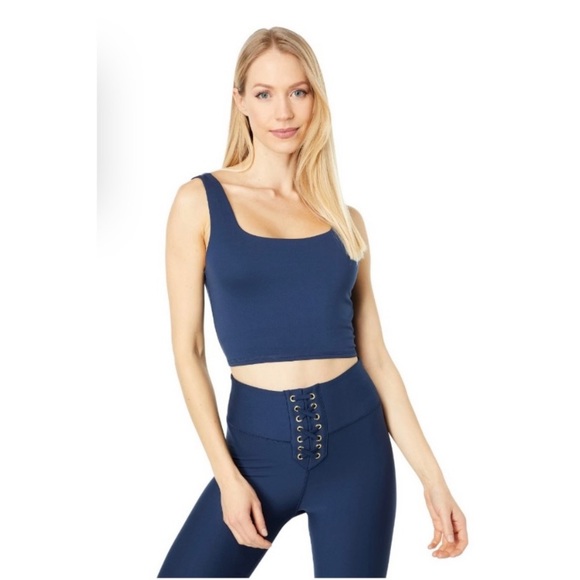 WeWoreWhat Tops - NWT WeWoreWhat straight neck crop top blue sz Small